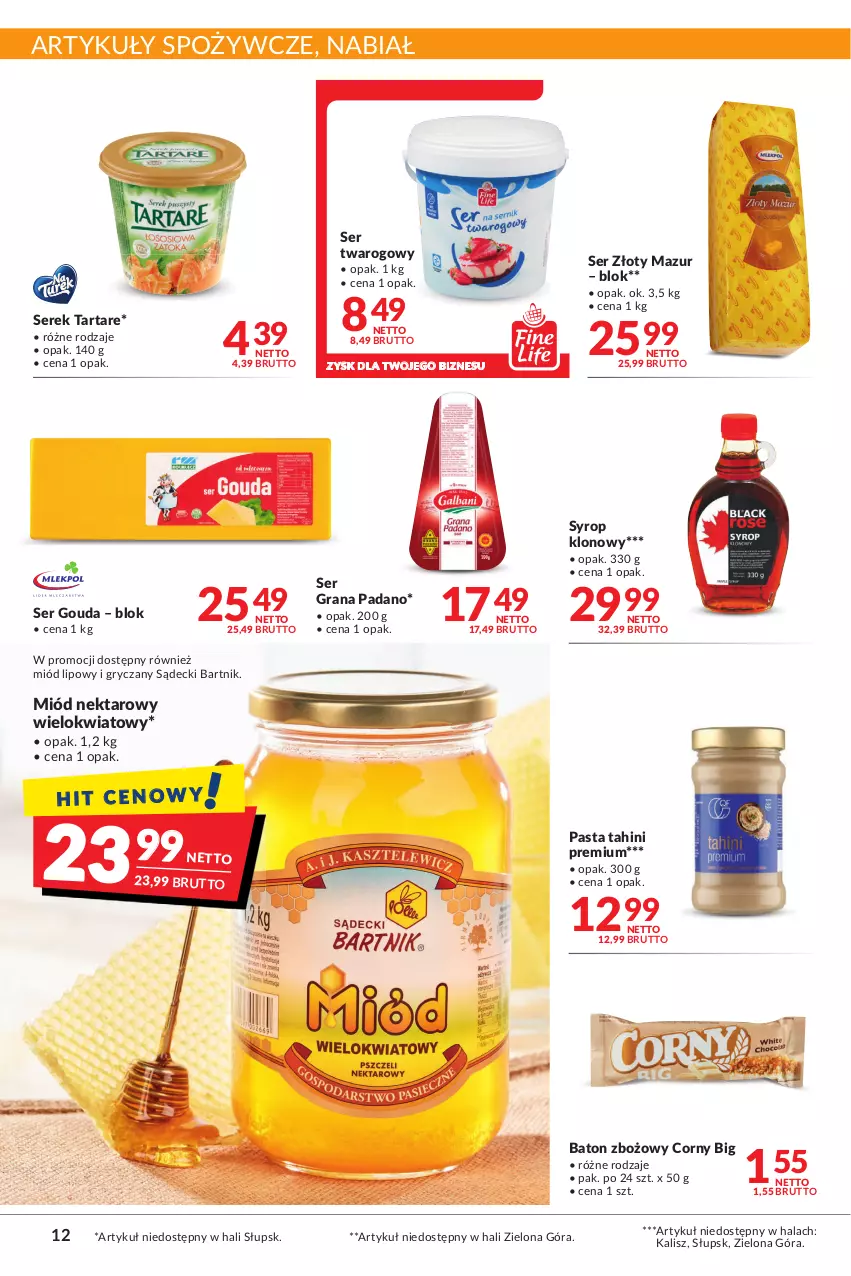 Gazetka promocyjna Makro - [Oferta promocyjna] Artykuły spożywcze i przemysłowe - ważna 26.07 do 08.08.2022 - strona 12 - produkty: Artykuły spożywcze, Baton, Gouda, Gra, Gry, Miód, Nektar, Ser, Ser twarogowy, Serek, Syrop, Tarta, Tartare, Złoty Mazur