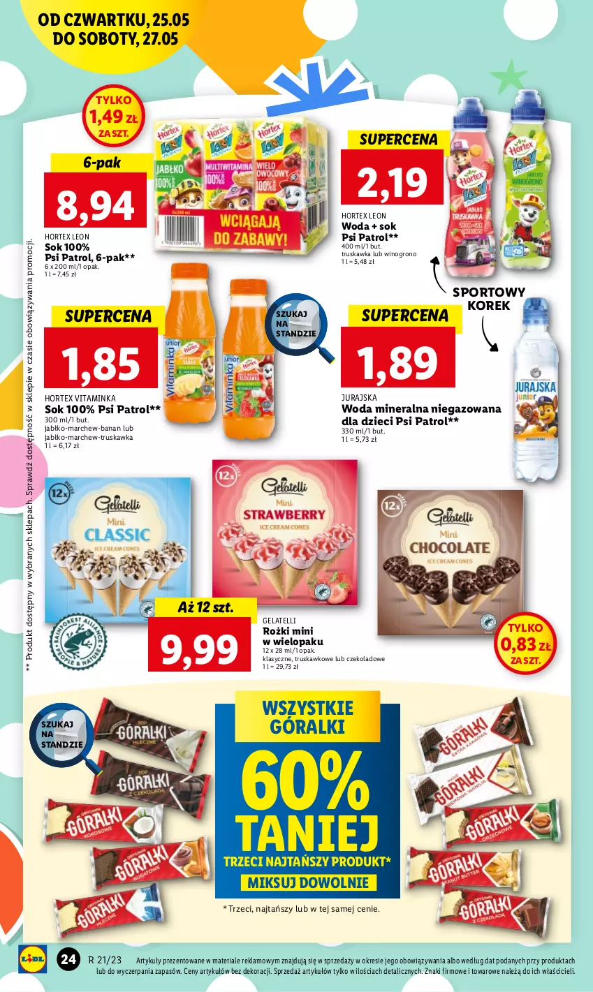 Gazetka promocyjna Lidl - GAZETKA - ważna 25.05 do 27.05.2023 - strona 28 - produkty: Dzieci, Góralki, Hortex, Inka, Leon, Por, Psi Patrol, Sok, Sport, Wino, Woda, Woda mineralna