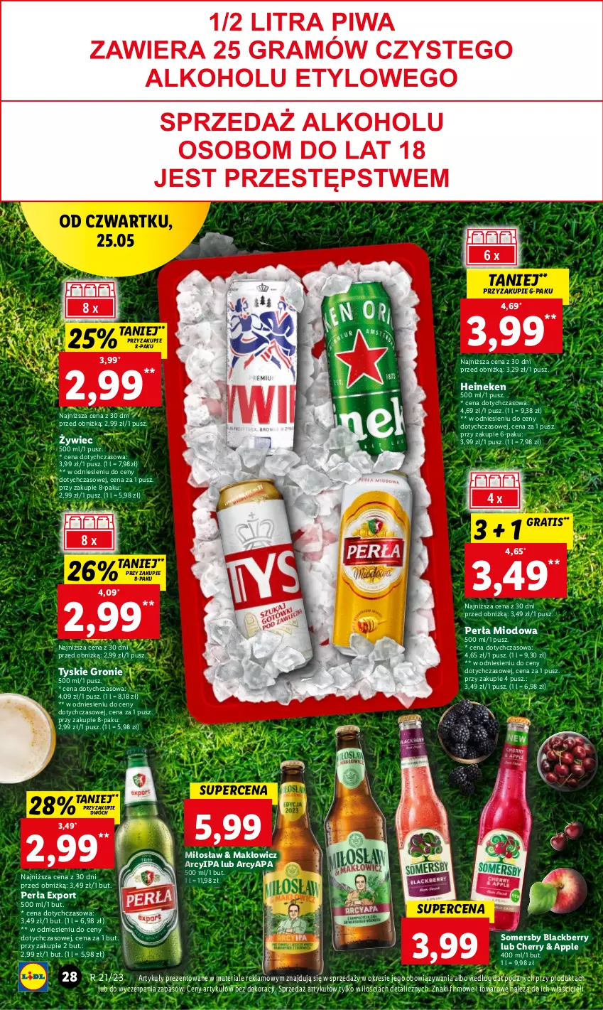 Gazetka promocyjna Lidl - GAZETKA - ważna 25.05 do 27.05.2023 - strona 32 - produkty: Gra, Heineken, Lack, Perła, Por, Somersby, Tyskie