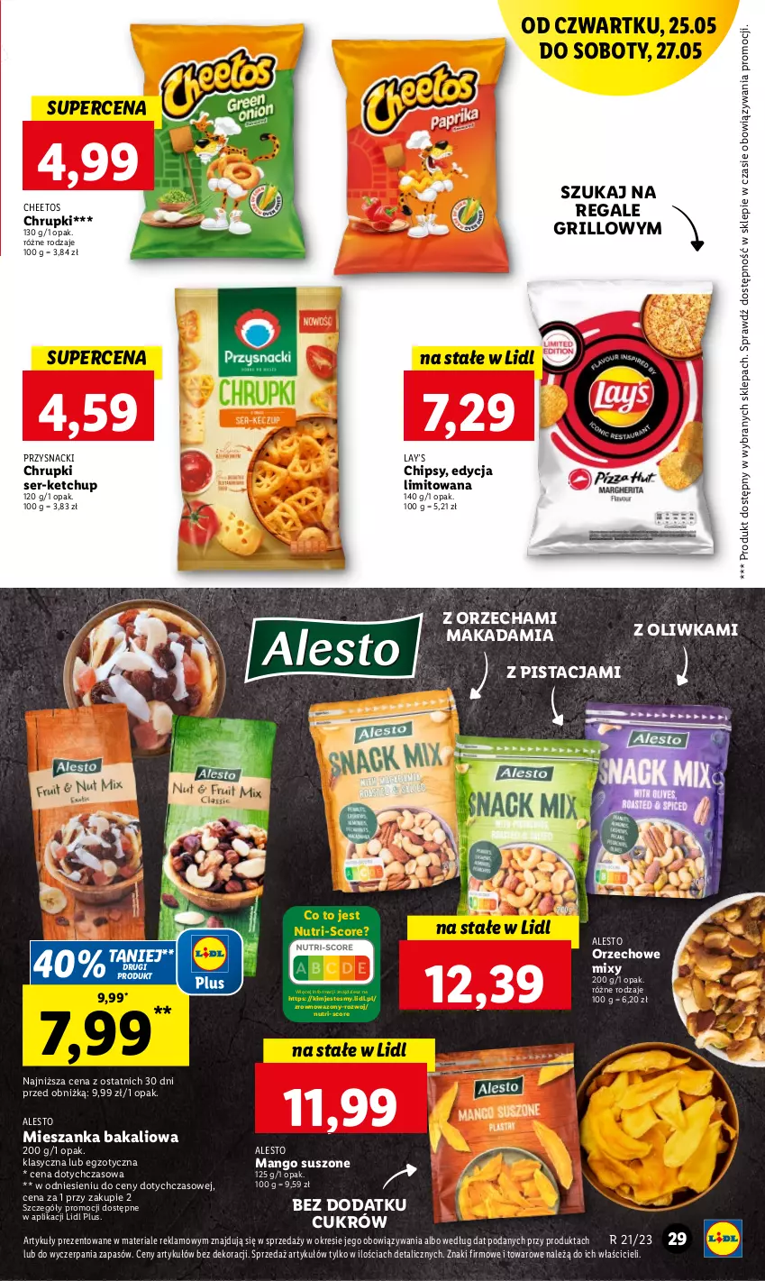 Gazetka promocyjna Lidl - GAZETKA - ważna 25.05 do 27.05.2023 - strona 33 - produkty: Cheetos, Chipsy, Chrupki, Grill, Ketchup, Lay’s, Mango, Mango suszone, Mieszanka bakaliowa, Przysnacki, Ser, Wazon