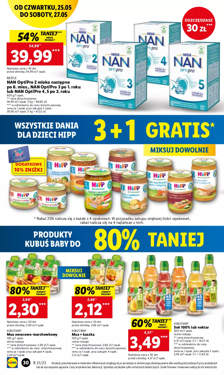 Gazetka promocyjna Lidl - GAZETKA - ważna 25.05 do 27.05.2023 - strona 36 - produkty: Dzieci, Gra, HiPP, Kubuś, Mleko, Mus, NAN Optipro, Nektar, Nestlé, O nas, Sok