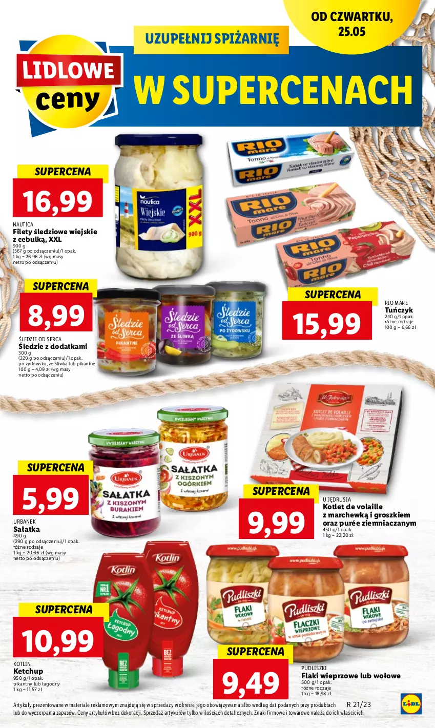 Gazetka promocyjna Lidl - GAZETKA - ważna 25.05 do 27.05.2023 - strona 41 - produkty: Flaki, Ketchup, Kotlet, Kotlin, Pudliszki, Pur, Rio Mare, Sałat, Sałatka, Ser, Tuńczyk