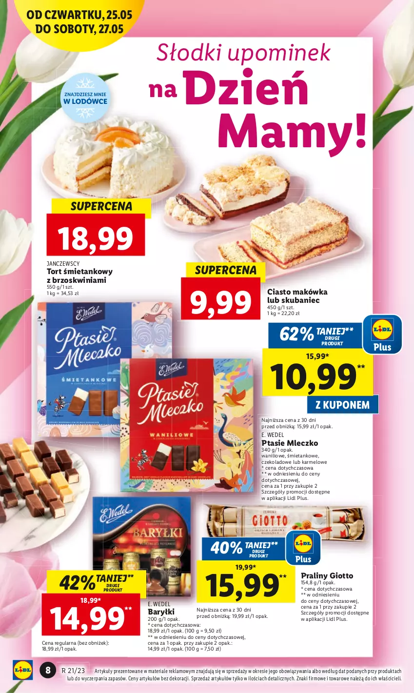 Gazetka promocyjna Lidl - GAZETKA - ważna 25.05 do 27.05.2023 - strona 8 - produkty: Baryłki, E. Wedel, Mleczko, Praliny, Ptasie mleczko