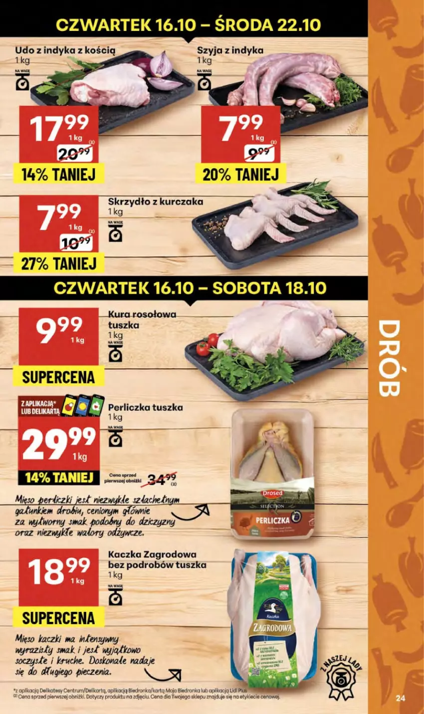 Gazetka promocyjna Delikatesy Centrum - Franczyza DC42 Czwartek - ważna 16.10 do 22.10.2025 - strona 24 - produkty: Dron, Kaczka, Kurczak, Mięso, Perliczka, Piec, Rum, Tusz