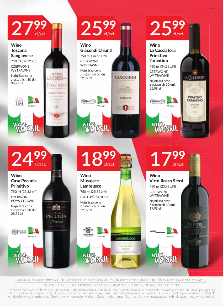 Gazetka promocyjna Stokrotka - Oferta alkoholowa - ważna 29.02 do 26.03.2024 - strona 11 - produkty: Chia, Chianti, Mus, Optima, Wino, Wino musujące