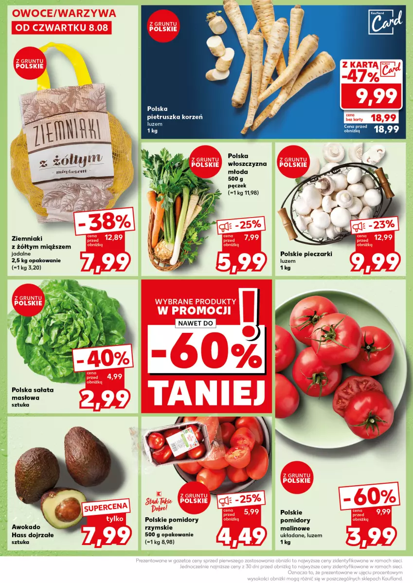 Gazetka promocyjna Kaufland - Kaufland - ważna 12.08 do 13.08.2024 - strona 8 - produkty: Masło, Piec, Pietruszka, Pomidory, Sałat, Sałata masłowa, Ziemniaki