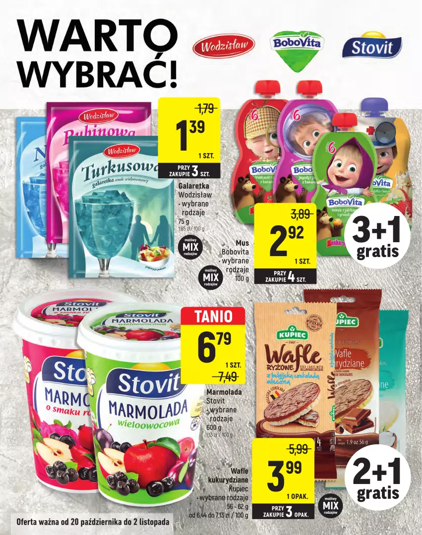 Gazetka promocyjna Intermarche - Gazetka Intermarche - ważna 20.10 do 02.11.2022 - strona 12 - produkty: BoboVita, Gala, Galaretka, Kupiec, Marmolada, Mola, Mus, Piec, Wafle