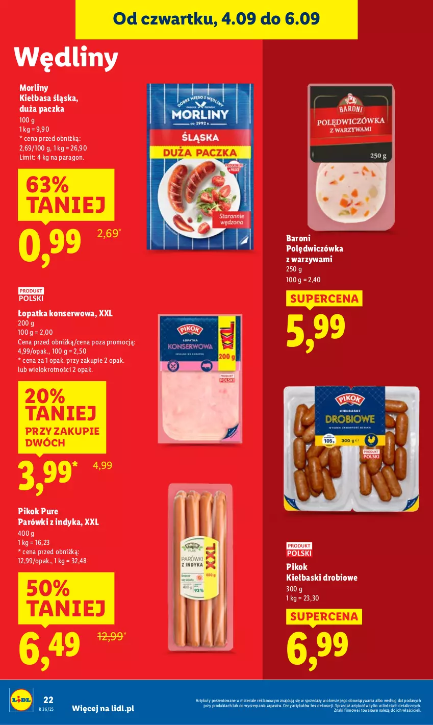 Gazetka promocyjna Lidl - GAZETKA - ważna 04.09 do 06.09.2025 - strona 26 - produkty: Kiełbasa, Kiełbasa śląska, Morliny, Parówki, Parówki z indyka, PIKOK, Pur, Ser, Warzywa