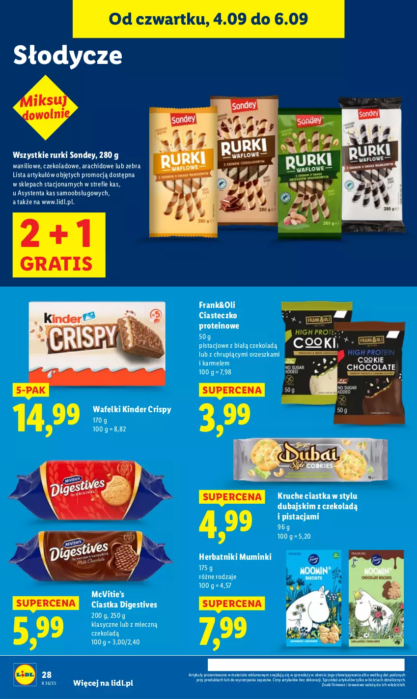 Gazetka promocyjna Lidl - GAZETKA - ważna 04.09 do 06.09.2025 - strona 32 - produkty: Ciastka, Gra, Herbatniki, Kinder, Rurki