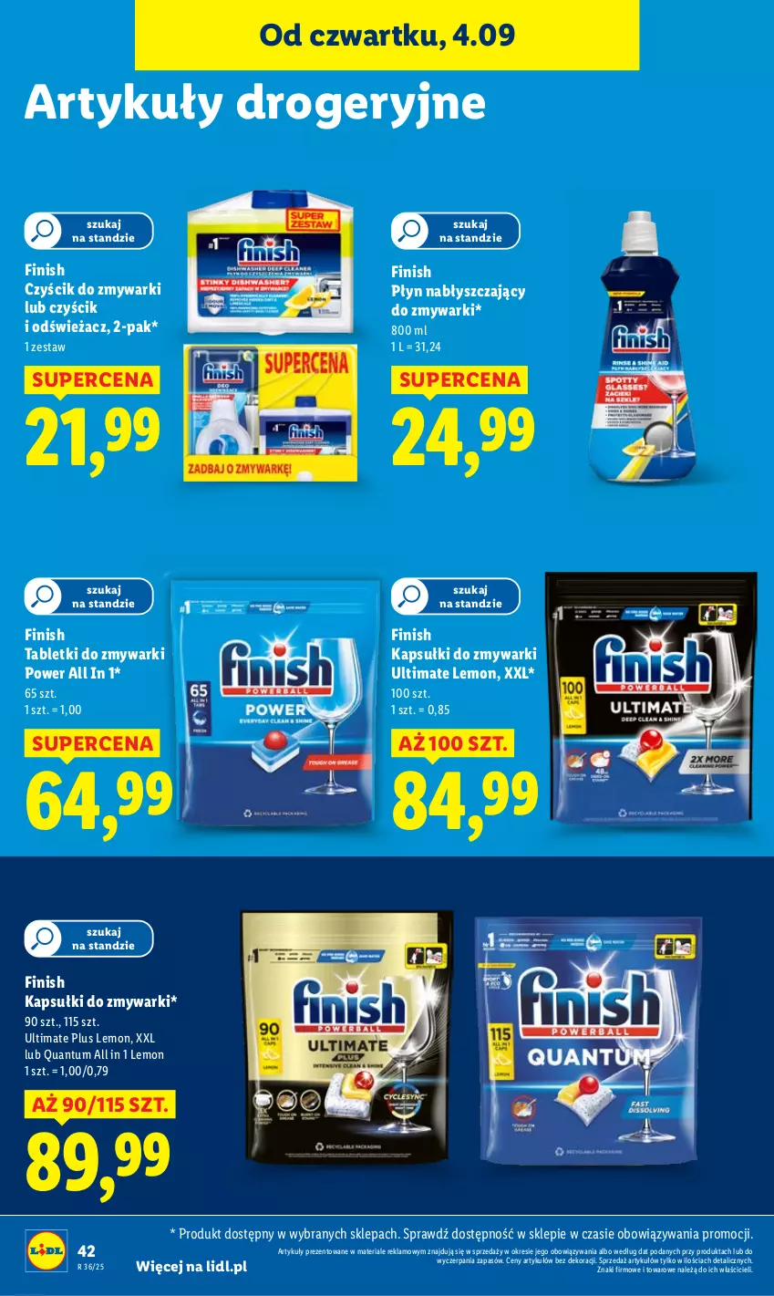 Gazetka promocyjna Lidl - GAZETKA - ważna 04.09 do 06.09.2025 - strona 50 - produkty: Finish, Płyn nabłyszczający, Tablet, Tabletki do zmywarki, Zmywarki