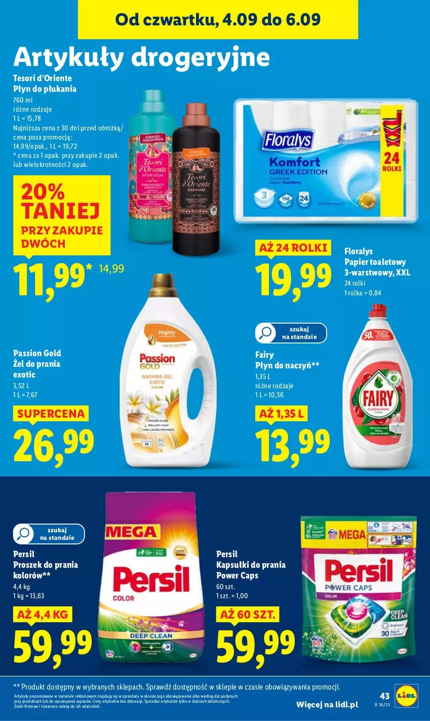 Gazetka promocyjna Lidl - GAZETKA - ważna 04.09 do 06.09.2025 - strona 51 - produkty: Fa, Fairy, Flora, Kapsułki do prania, Papier, Papier toaletowy, Persil, Płyn do płukania, Proszek do prania, Rolki