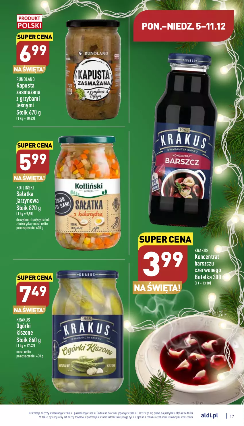 Gazetka promocyjna Aldi - Pełny katalog - ważna 05.12 do 11.12.2022 - strona 17 - produkty: Krakus, Runoland, Sałat, Sałatka