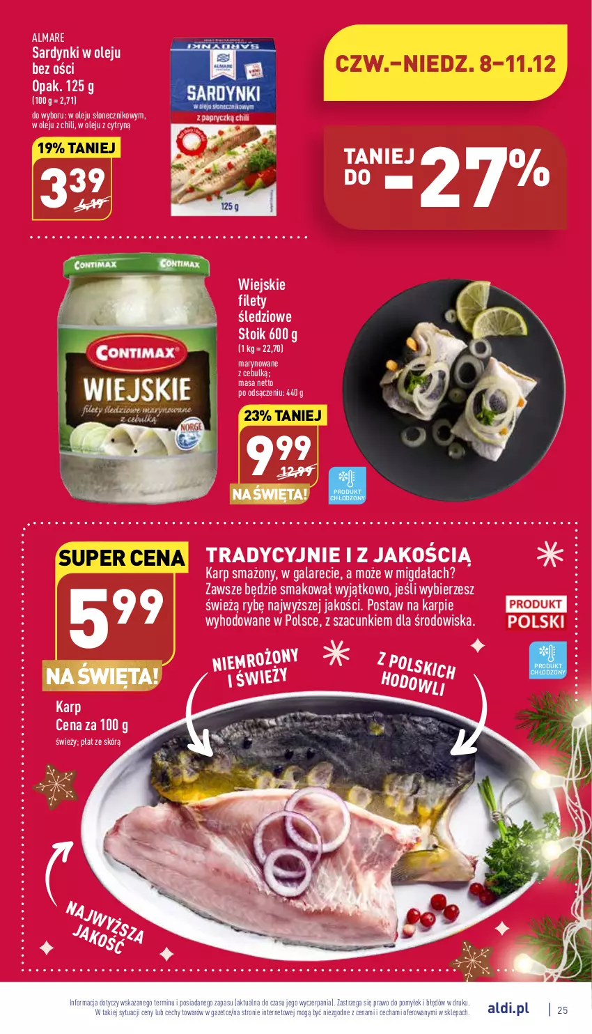 Gazetka promocyjna Aldi - Pełny katalog - ważna 05.12 do 11.12.2022 - strona 25 - produkty: Gala, Karp, Olej, Sardynki