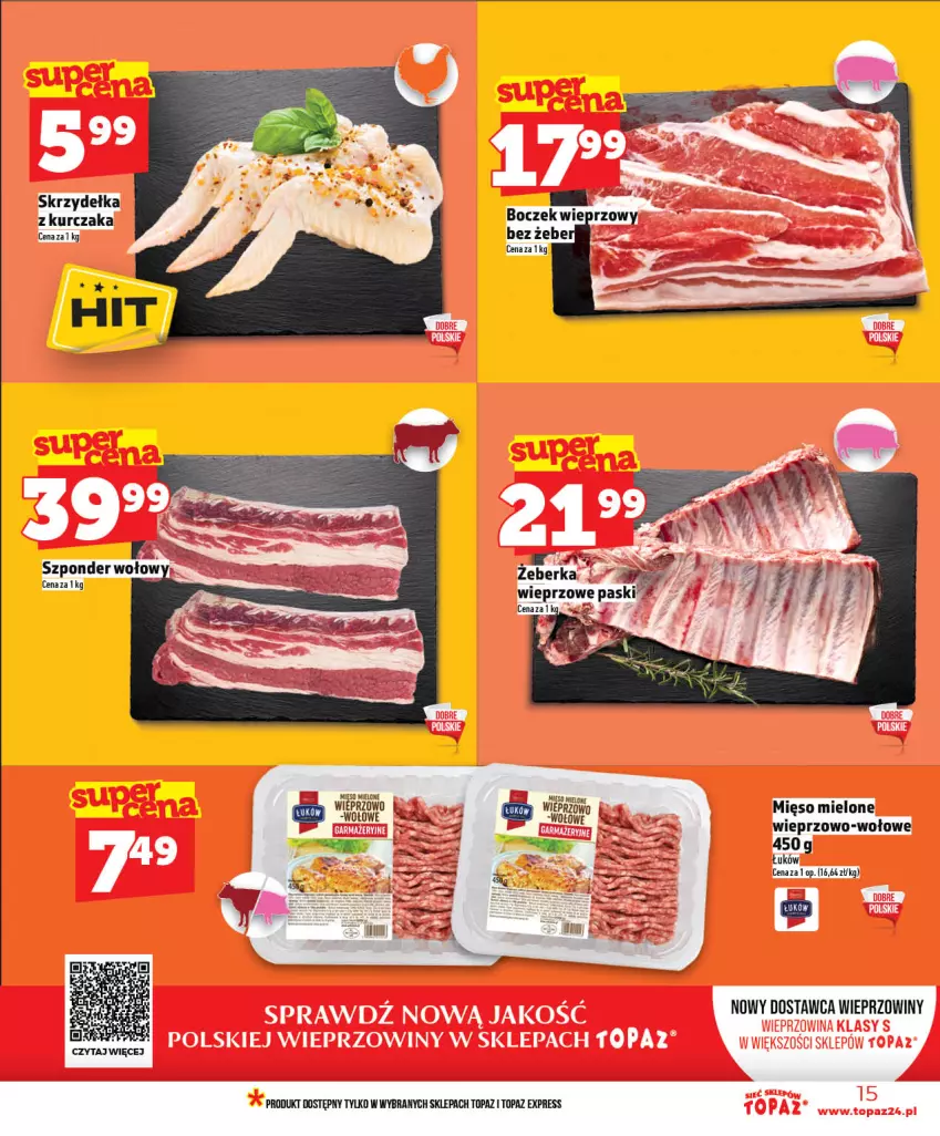 Gazetka promocyjna Topaz - Gazetka - ważna 07.05 do 13.05.2026 - strona 15 - produkty: Boczek, Boczek wieprzowy, Kurczak, Top
