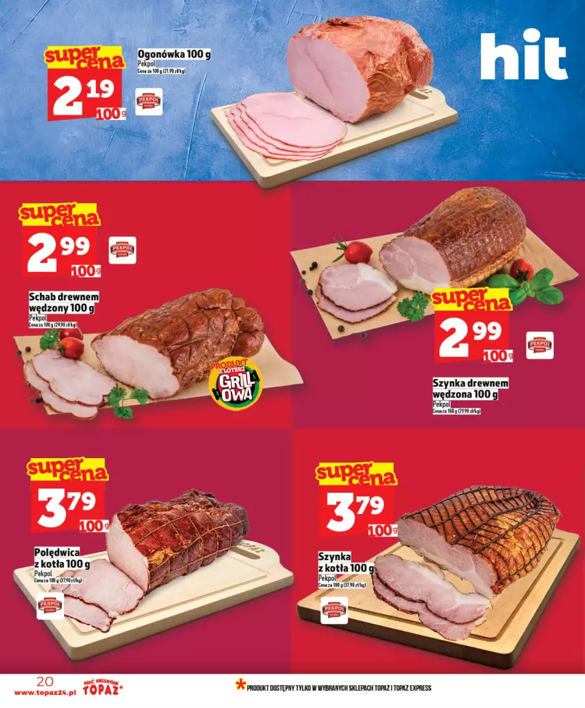 Gazetka promocyjna Topaz - Gazetka - ważna 07.05 do 13.05.2026 - strona 20 - produkty: Pekpol, Polędwica, Szynka, Top