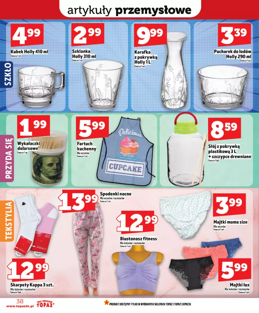 Gazetka promocyjna Topaz - Gazetka - ważna 07.05 do 13.05.2026 - strona 38 - produkty: Biustonosz, Dada, Fa, Fartuch kuchenny, Karafka, Karp, Kubek, Majtki, Szczypce, Szklanka, Top