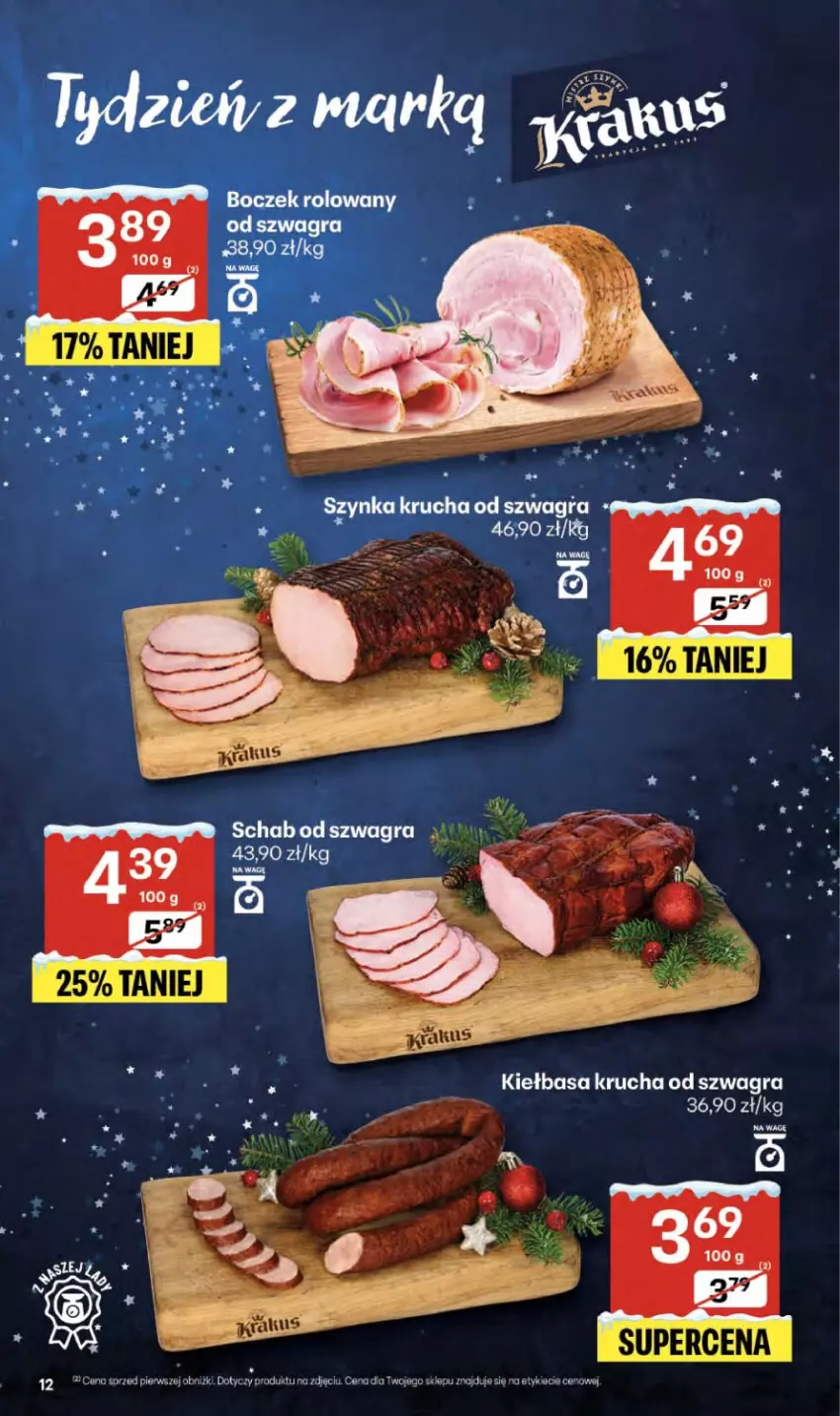 Gazetka promocyjna Delikatesy Centrum - Franczyza DC51 Czwartek - ważna 18.12 do 23.12.2025 - strona 12 - produkty: Gra, Kiełbasa, Kiełbasa krucha, Szynka
