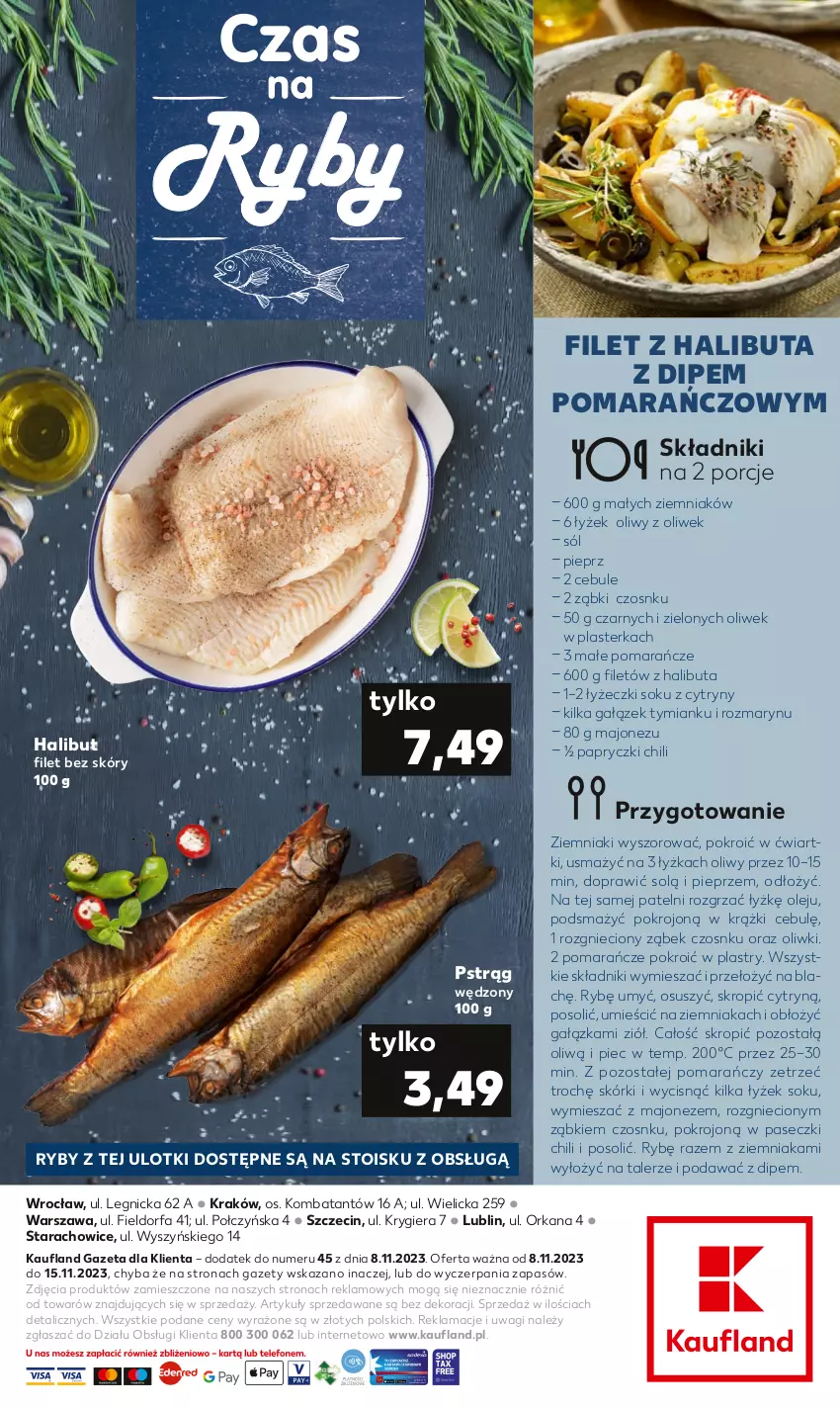 Gazetka promocyjna Kaufland - Kaufland - ważna 08.11 do 15.11.2023 - strona 2 - produkty: Cytryny, Fa, Halibut, Majonez, Olej, Oliwki, Orka, Piec, Pieprz, Pomarańcze, Por, Pstrąg, Pstrąg wędzony, Sok, Sól, Talerz, Wagi, Ziemniaki