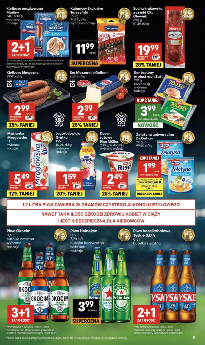 Gazetka promocyjna Delikatesy Centrum - Franczyza DC25 Czwartek - ważna 18.06 do 24.06.2026 - strona 3 - produkty: Galbani, Gin, Heineken, Kabanos, Koc, Maślanka, Morliny, Mozzarella, Okocim, Piec, Piwa, Piwo, Por, Ryż, Ser, Ser topiony, Tarczyński, Top, Zott