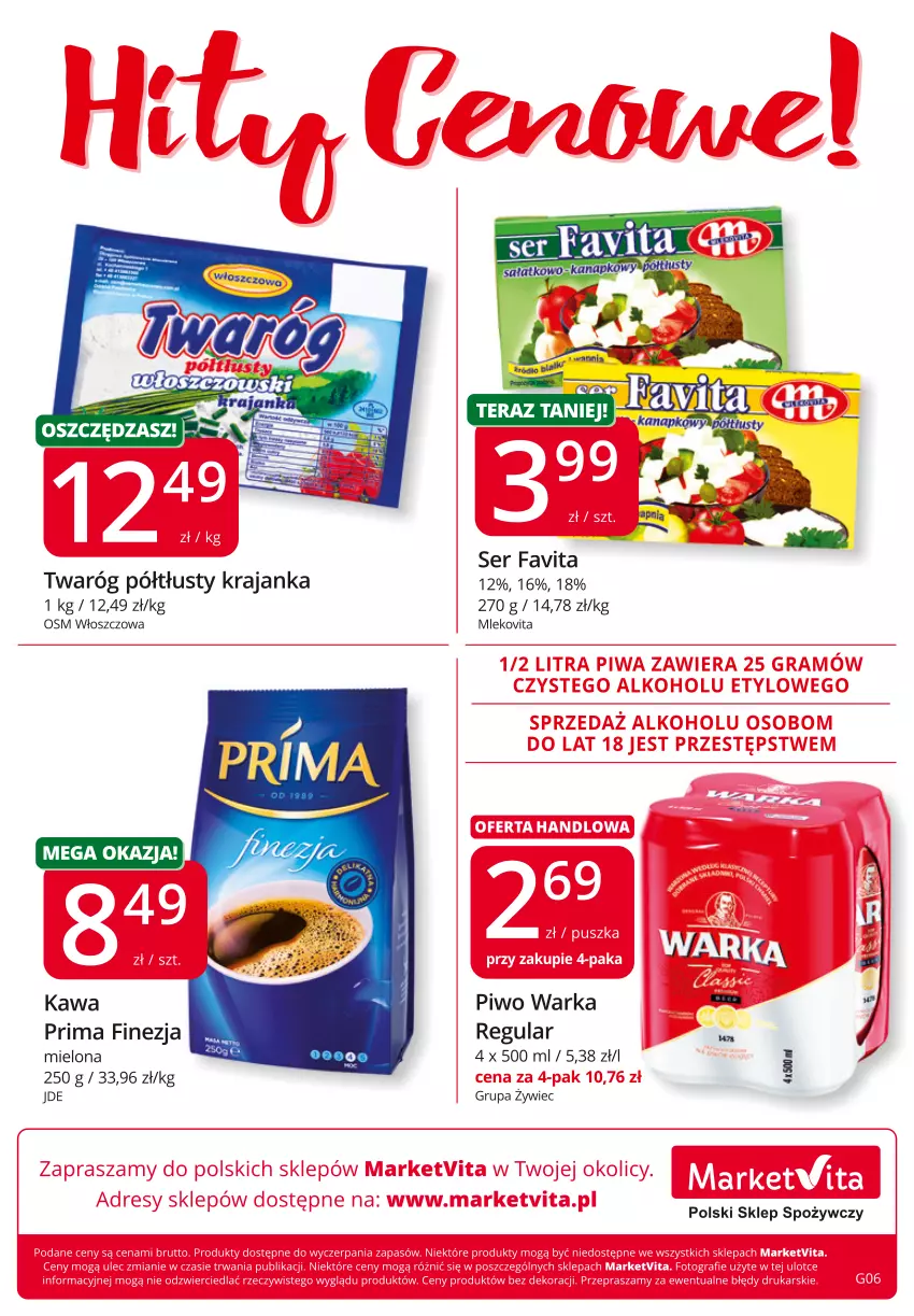 Gazetka promocyjna Market Vita - Gazetka promocyjna – Marketvita - ważna 31.03 do 10.04.2022 - strona 8 - produkty: Fa, Favita, Kawa, Mleko, Mlekovita, Piwo, Prima, Ser, Tera, Twaróg, Twaróg półtłusty, Warka