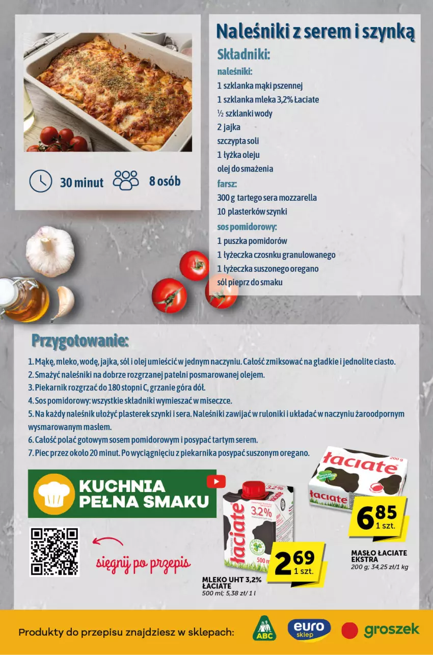 Gazetka promocyjna ABC - ważna 22.02 do 05.03.2024 - strona 2 - produkty: Fa, Gra, Kuchnia, Lanki, Masło, Mleko, Mozzarella, Naleśniki, Olej, Piec, Piekarnik, Pieprz, Por, Ser, Sól, Sos, Sos pomidorowy, Szklanka, Top