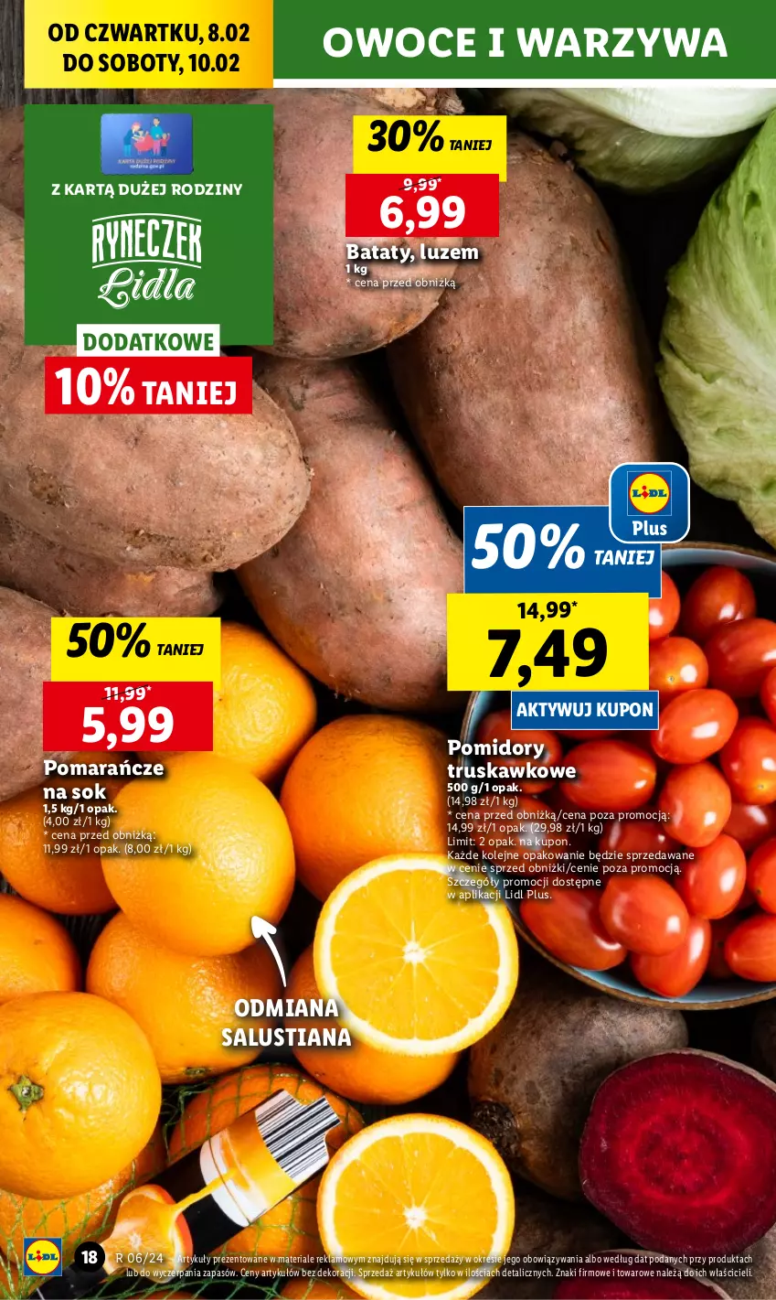 Gazetka promocyjna Lidl - GAZETKA - ważna 08.02 do 10.02.2024 - strona 20 - produkty: Chleb, LUSTi, Olej, Owoce, Pomarańcze, Pomidory, Ser, Sok, Warzywa