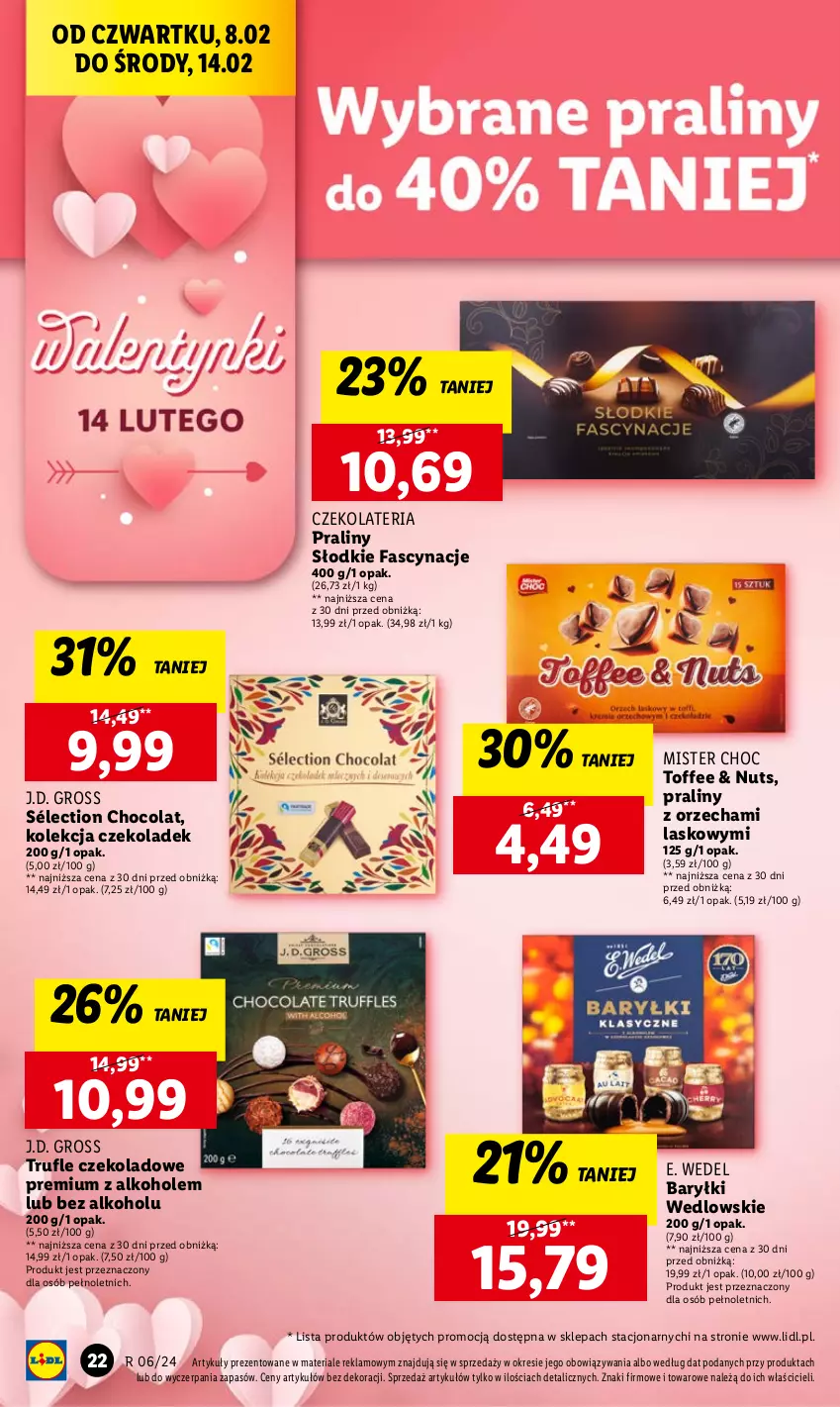 Gazetka promocyjna Lidl - GAZETKA - ważna 08.02 do 10.02.2024 - strona 26 - produkty: Alkohole, Baryłki, E. Wedel, Fa, Praliny