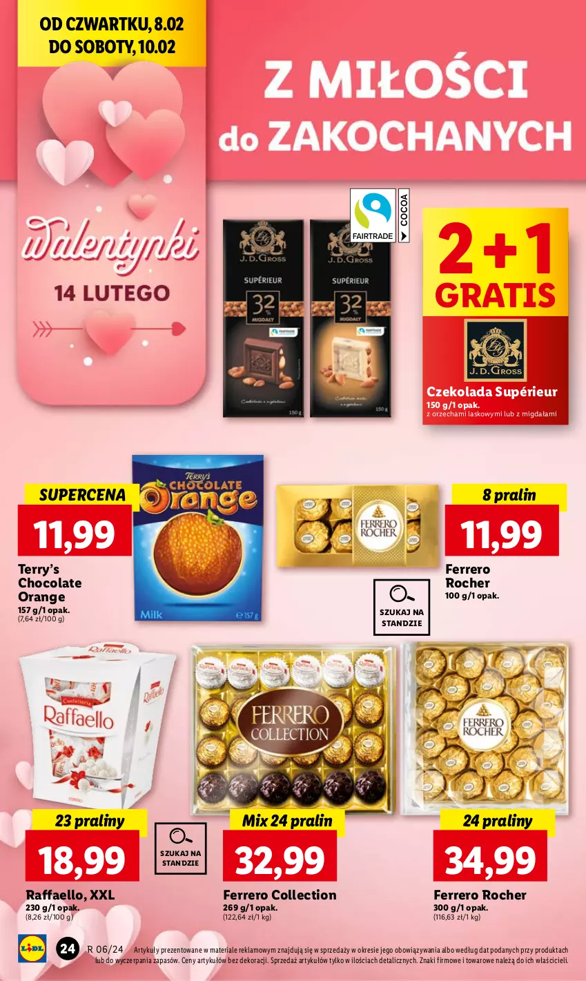 Gazetka promocyjna Lidl - GAZETKA - ważna 08.02 do 10.02.2024 - strona 28 - produkty: Czekolada, Fa, Ferrero, Ferrero Rocher, Gra, Praliny, Raffaello