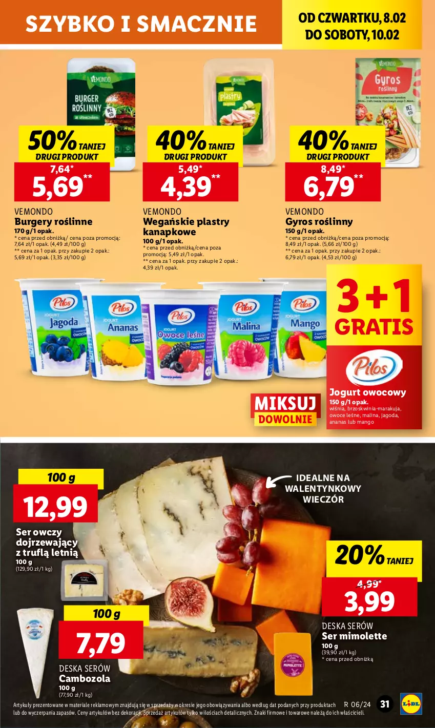 Gazetka promocyjna Lidl - GAZETKA - ważna 08.02 do 10.02.2024 - strona 37 - produkty: Ananas, Burger, Deska serów, Gra, Gyros, Jogurt, Jogurt owocowy, Mango, Mimolette, Owoce, Ser, Ser owczy