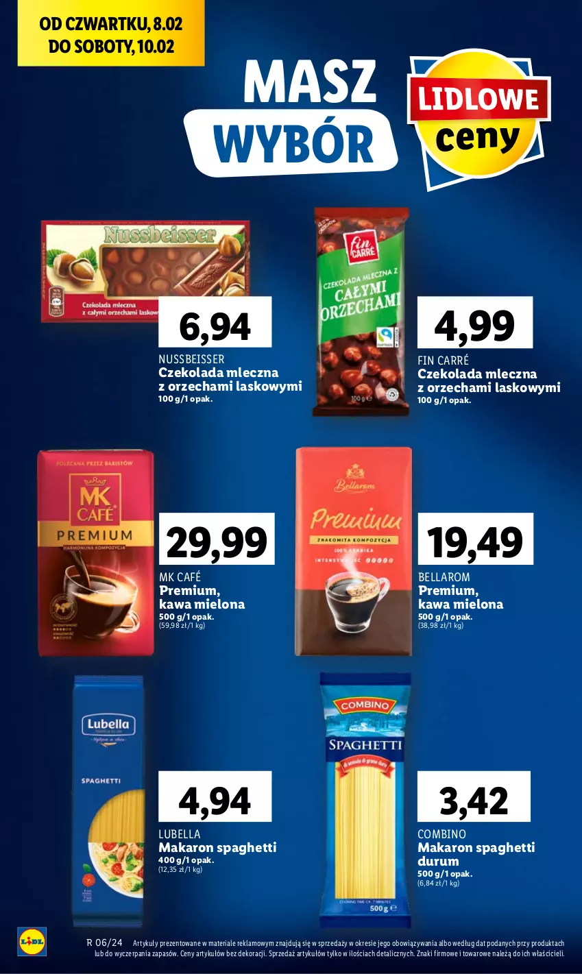 Gazetka promocyjna Lidl - GAZETKA - ważna 08.02 do 10.02.2024 - strona 42 - produkty: Bell, Bella, Czekolada, Czekolada mleczna, Kawa, Kawa mielona, Lubella, Makaron, Rum, Ser, Spaghetti