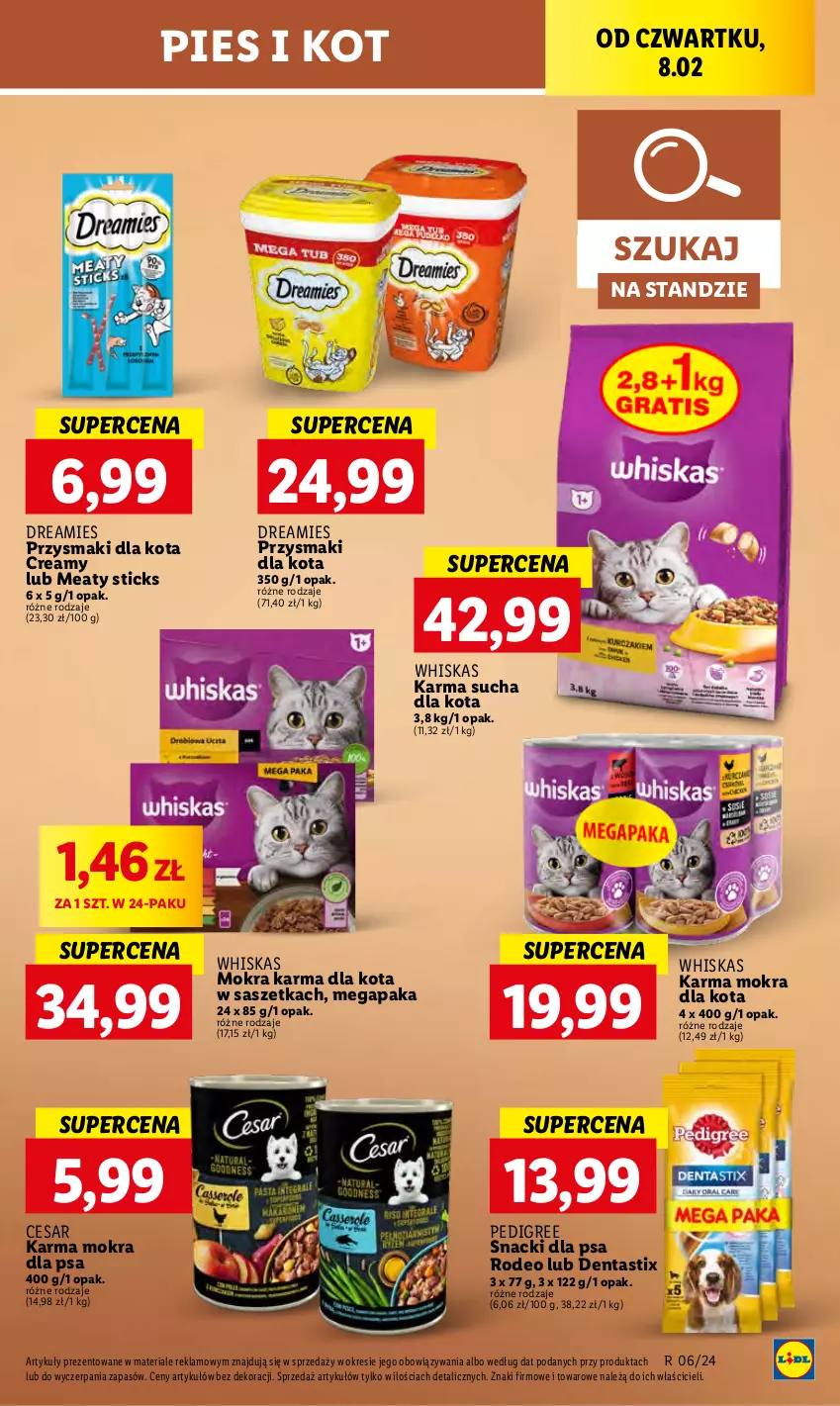 Gazetka promocyjna Lidl - GAZETKA - ważna 08.02 do 10.02.2024 - strona 45 - produkty: Mokra karma, Pedigree, Przysmaki, Whiskas