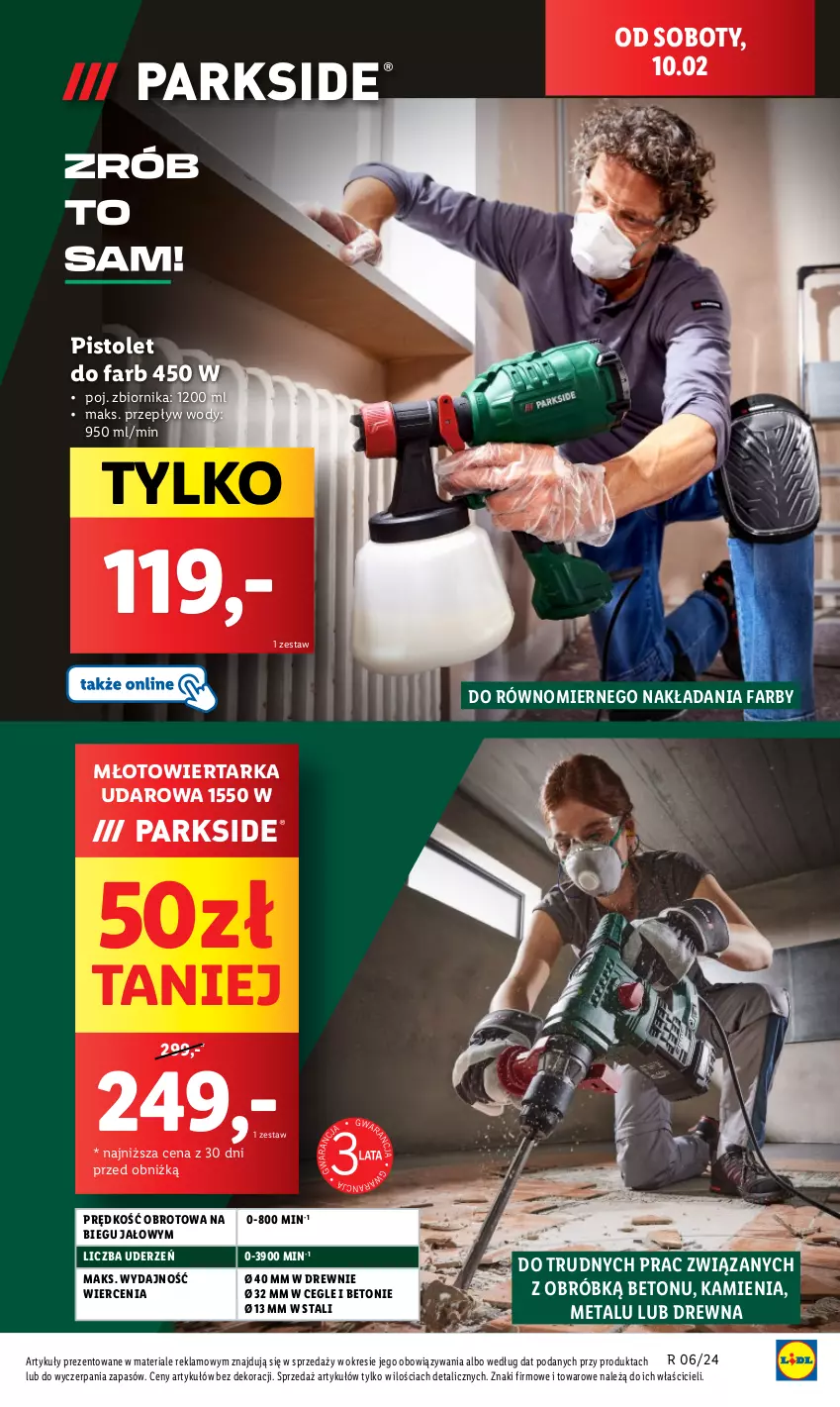 Gazetka promocyjna Lidl - GAZETKA - ważna 08.02 do 10.02.2024 - strona 50 - produkty: Fa, Młot, Młotowiertarka, Pistolet, Tarka, Wiertarka, Wiertarka udarowa