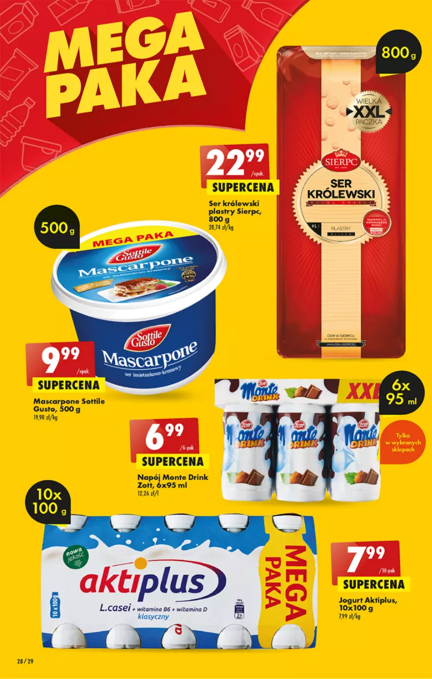 Gazetka promocyjna Biedronka - ważna 08.06 do 14.06.2023 - strona 28 - produkty: Aktiplus, Królewski, Mascarpone, Monte, Napój, Ser, Zott