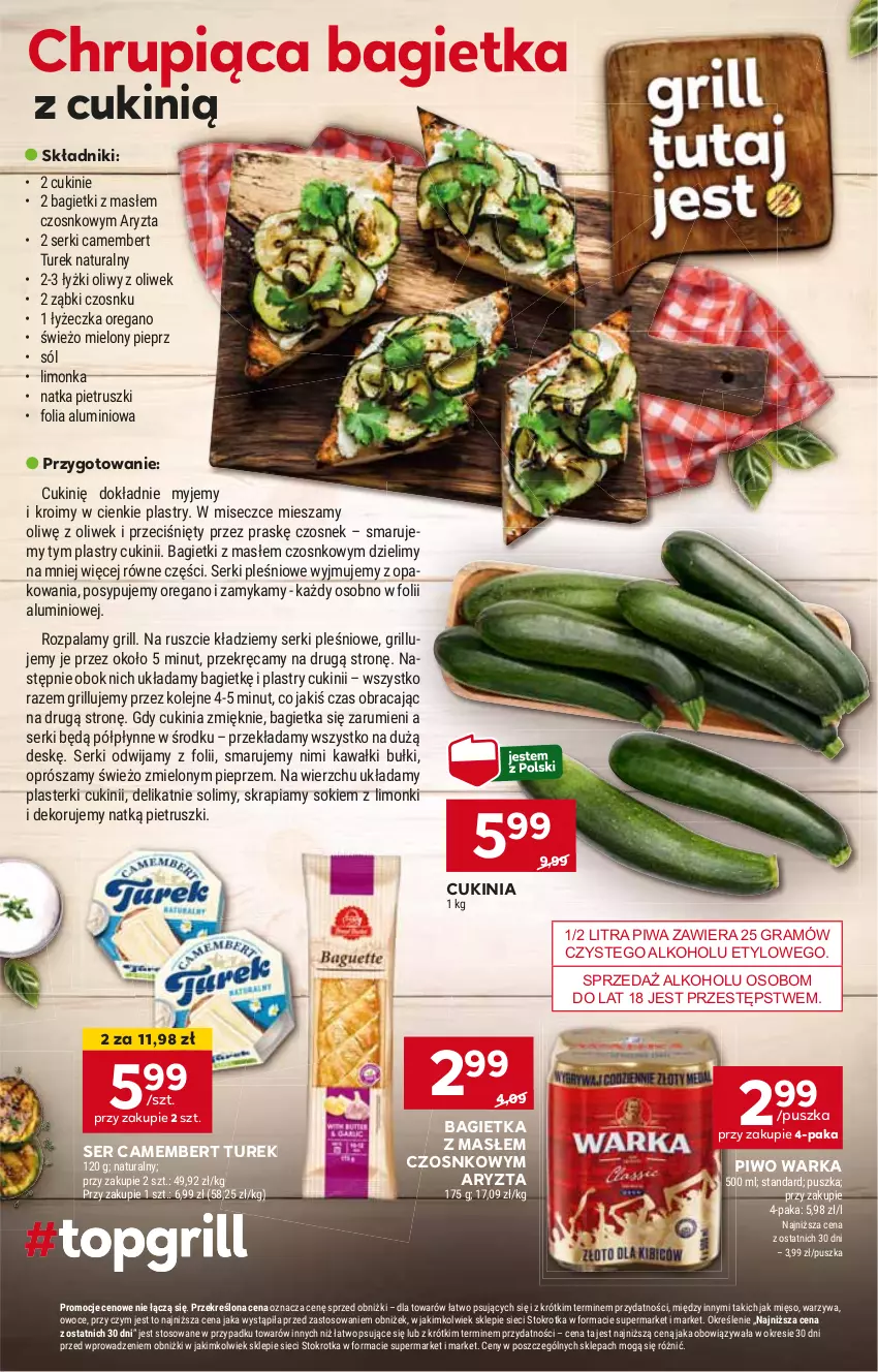 Gazetka promocyjna Stokrotka - Supermarket - ważna 16.05 do 22.05.2024 - strona 10 - produkty: Bagietka, Camembert, Gra, Piwa, Piwo, Ser, Warka