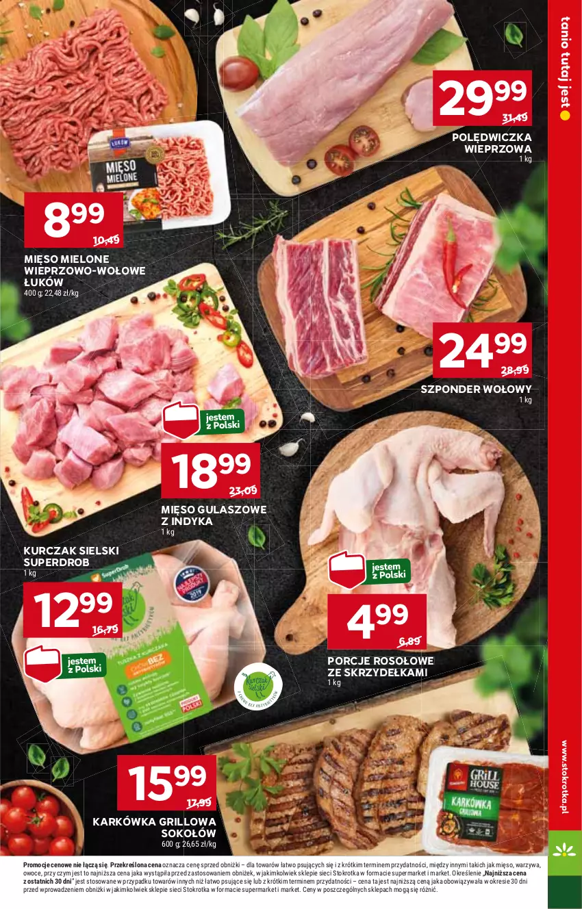 Gazetka promocyjna Stokrotka - Supermarket - ważna 16.05 do 22.05.2024 - strona 9 - produkty: Grill, Kurczak, Mięso, Mięso mielone, Polędwiczka wieprzowa, Por, Sok, Sokołów, Szponder wołowy