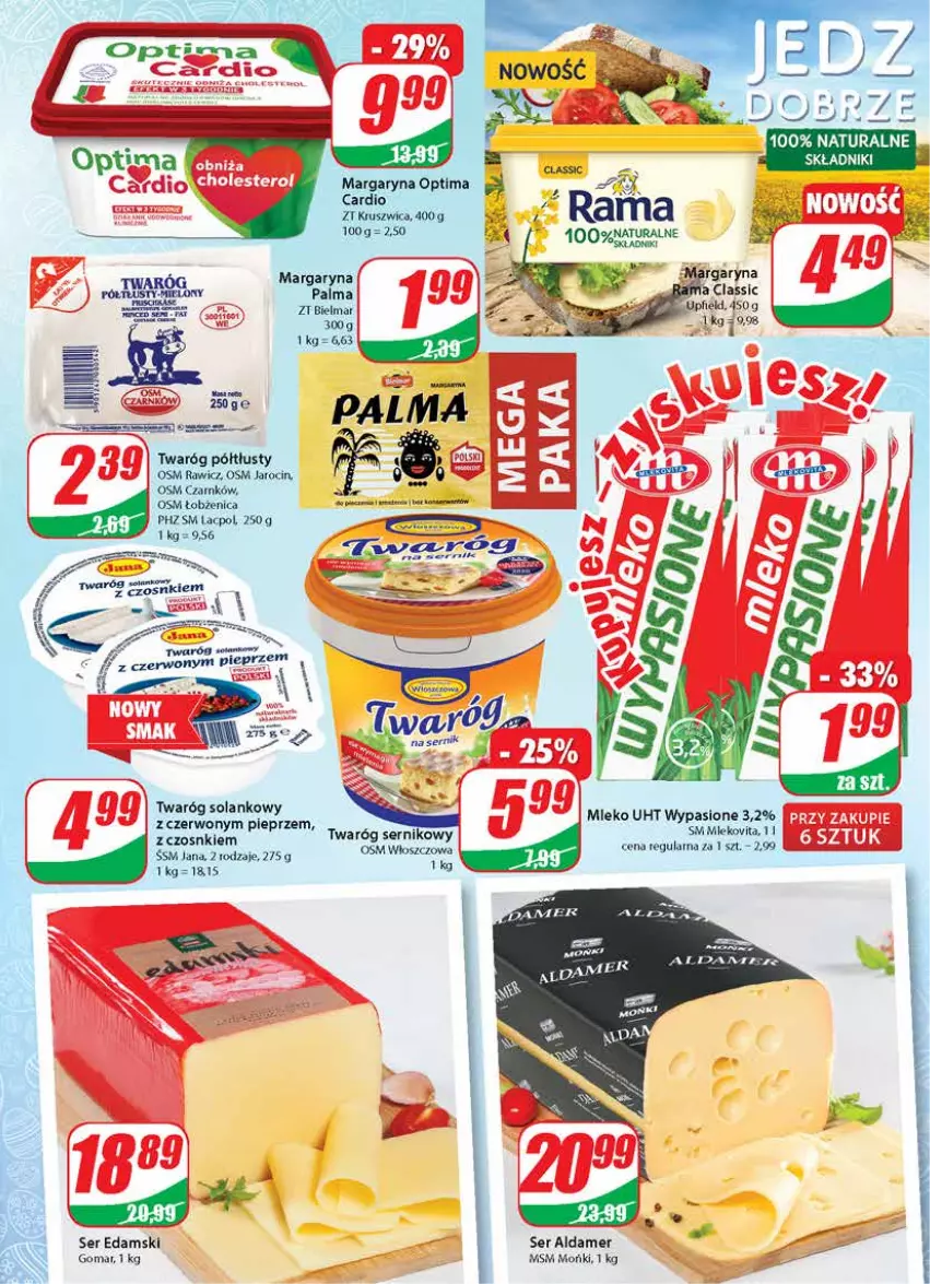 Gazetka promocyjna Dino - Gazetka - ważna 24.03 do 30.03.2021 - strona 15 - produkty: Edam, Margaryna, Mleko, Mlekovita, Optima, Palma, Pieprz, Rama, Ser, Solan, Twaróg, Twaróg półtłusty