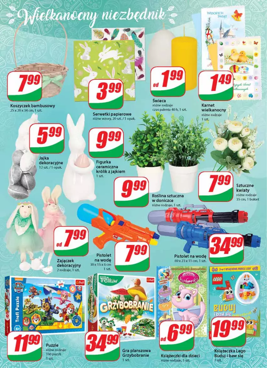 Gazetka promocyjna Dino - Gazetka - ważna 24.03 do 30.03.2021 - strona 20 - produkty: Bukiet, Dzieci, Gra, Kosz, Królik, LEGO, Papier, Pistolet, Roślina sztuczna, Ser, Serwetki, Serwetki papierowe