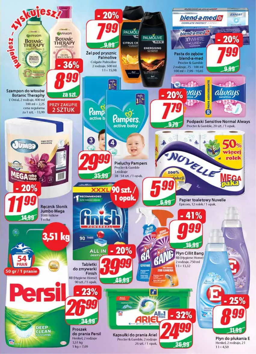 Gazetka promocyjna Dino - Gazetka - ważna 24.03 do 30.03.2021 - strona 23 - produkty: Always, Ariel, Blend-a-Med, Cillit Bang, Finish, Garnier, Kapsułki do prania, LG, Palmolive, Pampers, Papier, Papier toaletowy, Pasta do zębów, Persil, Pieluchy, Płyn do płukania, Podpaski, Proszek do prania, Ręcznik, Szampon, Tablet, Tabletki do zmywarki, Zmywarki