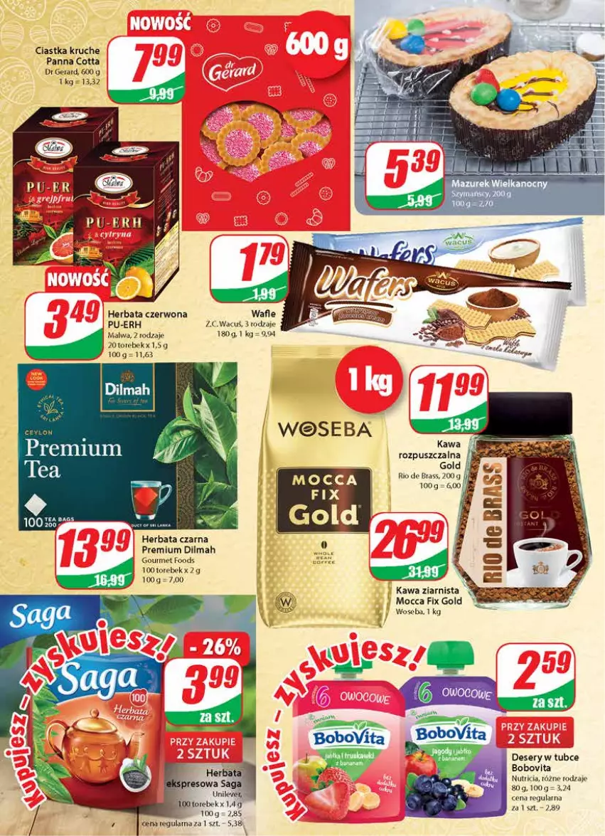 Gazetka promocyjna Dino - Gazetka - ważna 24.03 do 30.03.2021 - strona 6 - produkty: BoboVita, Ciastka, Deser, Dilmah, Dr Gerard, Herbata, Herbata czarna, Mocca Fix Gold, Panna cotta, Ser, Woseba