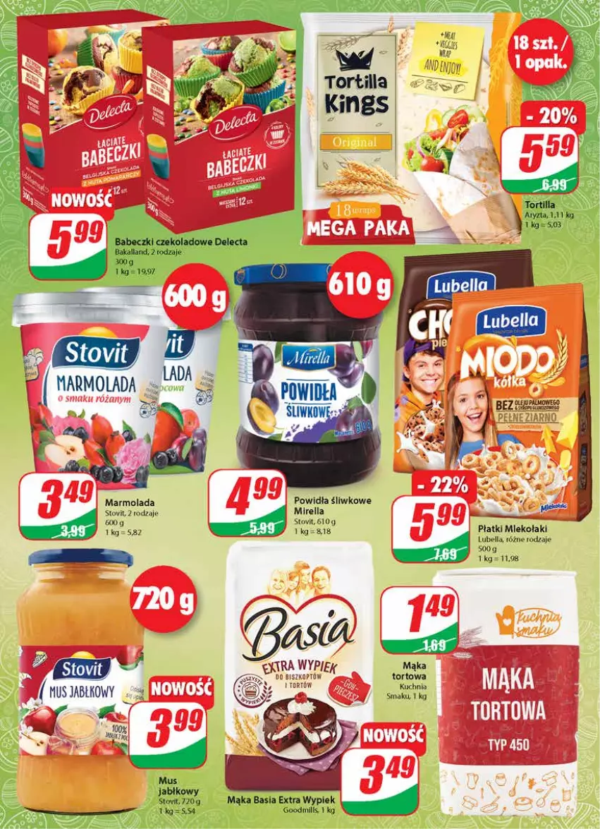 Gazetka promocyjna Dino - Gazetka - ważna 24.03 do 30.03.2021 - strona 8 - produkty: Basia, Bell, Bella, Fa, Kuchnia, Lubella, Mąka, Marmolada, Mleko, Mola, Tortilla