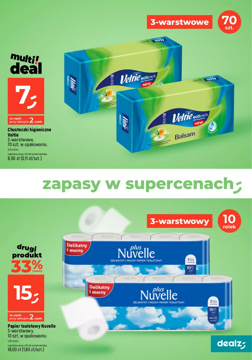 Gazetka promocyjna Dealz - MAKE A DEALZ - ważna 18.04 do 24.04.2024 - strona 25 - produkty: Chusteczki, Papier, Papier toaletowy, Puf, Ręcznik, Ręcznik kuchenny, Rolki