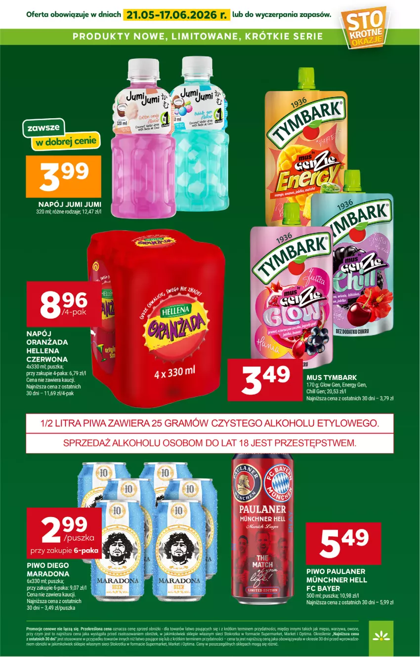 Gazetka promocyjna Stokrotka - Market - ważna 21.05 do 27.05.2026 - strona 26 - produkty: Mięso, Mus, Napój, Optima, Oranżada, Owoce, Piwo, Ser, Tymbark, Warzywa