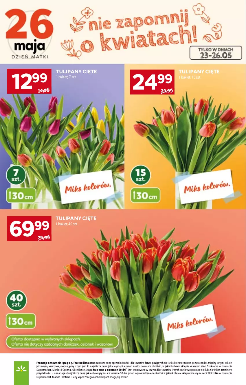 Gazetka promocyjna Stokrotka - Market - ważna 21.05 do 27.05.2026 - strona 8 - produkty: Bukiet, Mięso, Optima, Owoce, Tulipan, Warzywa