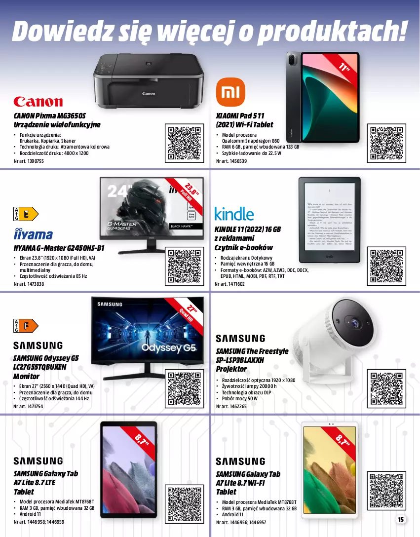 Gazetka promocyjna Media Markt - Gazetka Media Markt - ważna 01.06 do 30.06.2023 - strona 15 - produkty: Canon, Drukarka, Gala, Gra, Iiyama, Monitor, Obraz, Procesor, Samsung, Skaner, Tablet, Urządzenie wielofunkcyjne