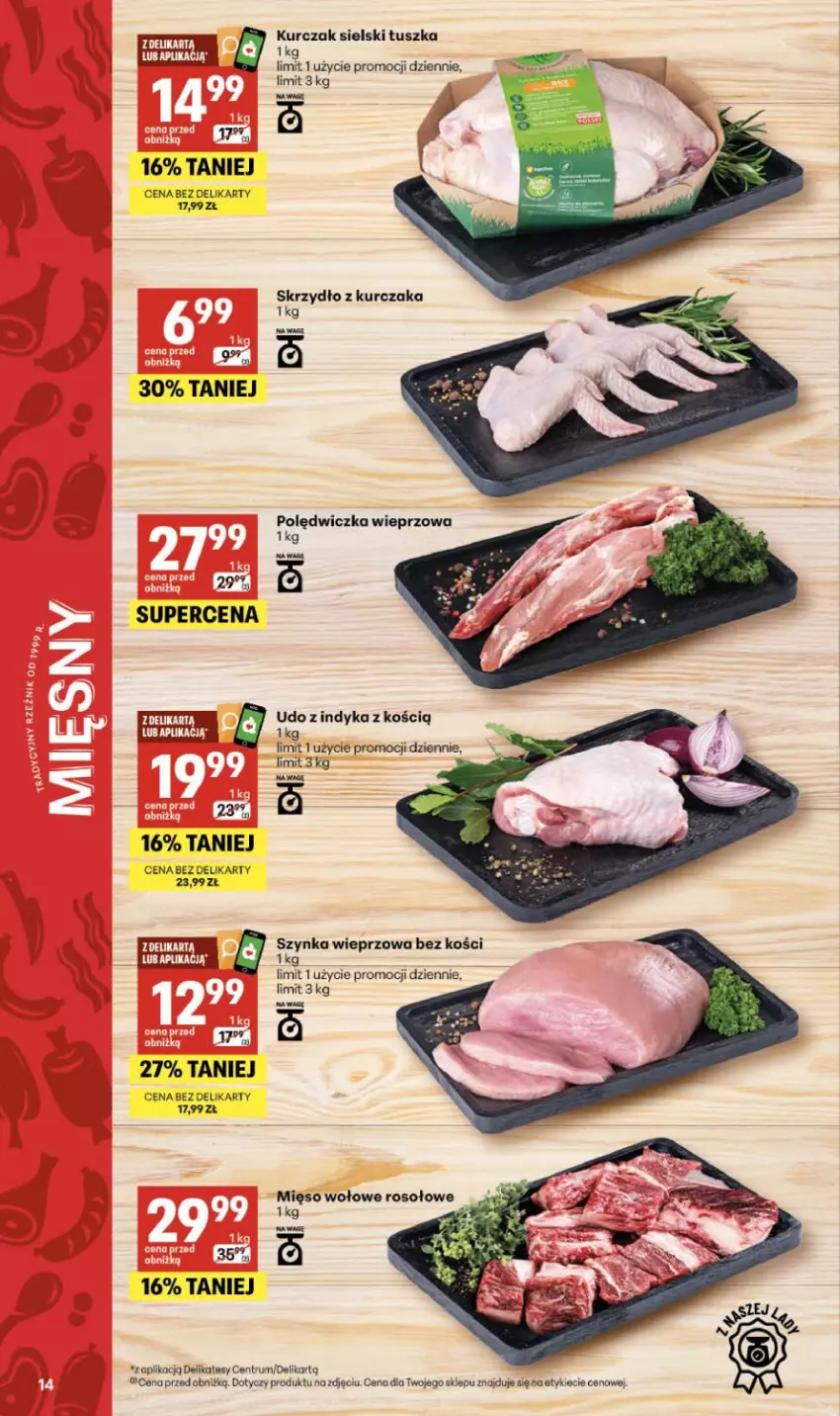 Gazetka promocyjna Delikatesy Centrum - Franczyza DC33 Czwartek - ważna 13.08 do 19.08.2026 - strona 14 - produkty: Kurczak, Polędwiczka wieprzowa, Rum, Szynka, Szynka wieprzowa, Tusz
