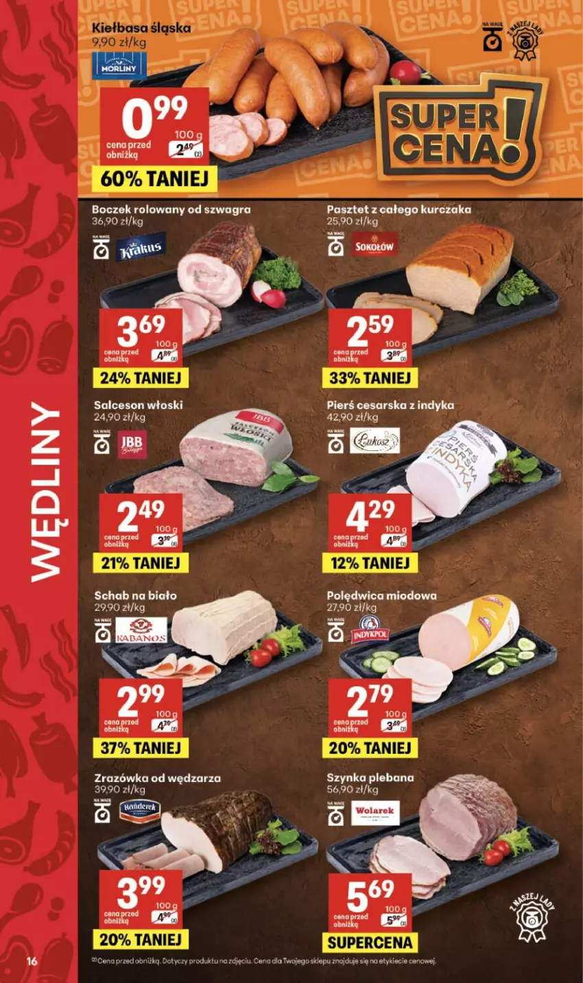Gazetka promocyjna Delikatesy Centrum - Franczyza DC33 Czwartek - ważna 13.08 do 19.08.2026 - strona 16 - produkty: Boczek, Gra, Kabanos, Kurczak, Pasztet, Polędwica, Salceson