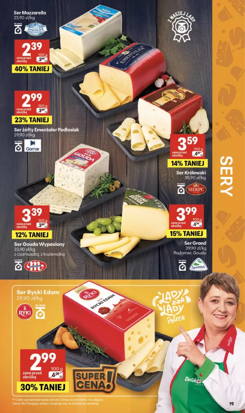 Gazetka promocyjna Delikatesy Centrum - Franczyza DC33 Czwartek - ważna 13.08 do 19.08.2026 - strona 19 - produkty: Edam, Ementaler, Gouda, Królewski, Mozzarella, Rycki Edam, Ser