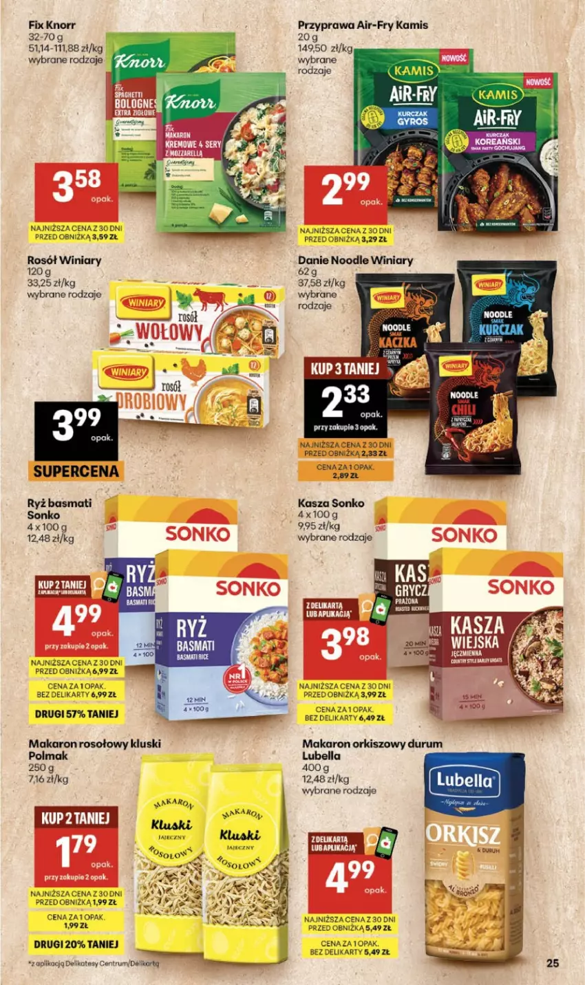 Gazetka promocyjna Delikatesy Centrum - Franczyza DC33 Czwartek - ważna 13.08 do 19.08.2026 - strona 25 - produkty: Bell, Bella, Kamis, Kasza, Knorr, Lubella, Makaron, Olma, Rosół, Rum, Ryż, Ryż basmati, Sonko, Winiary
