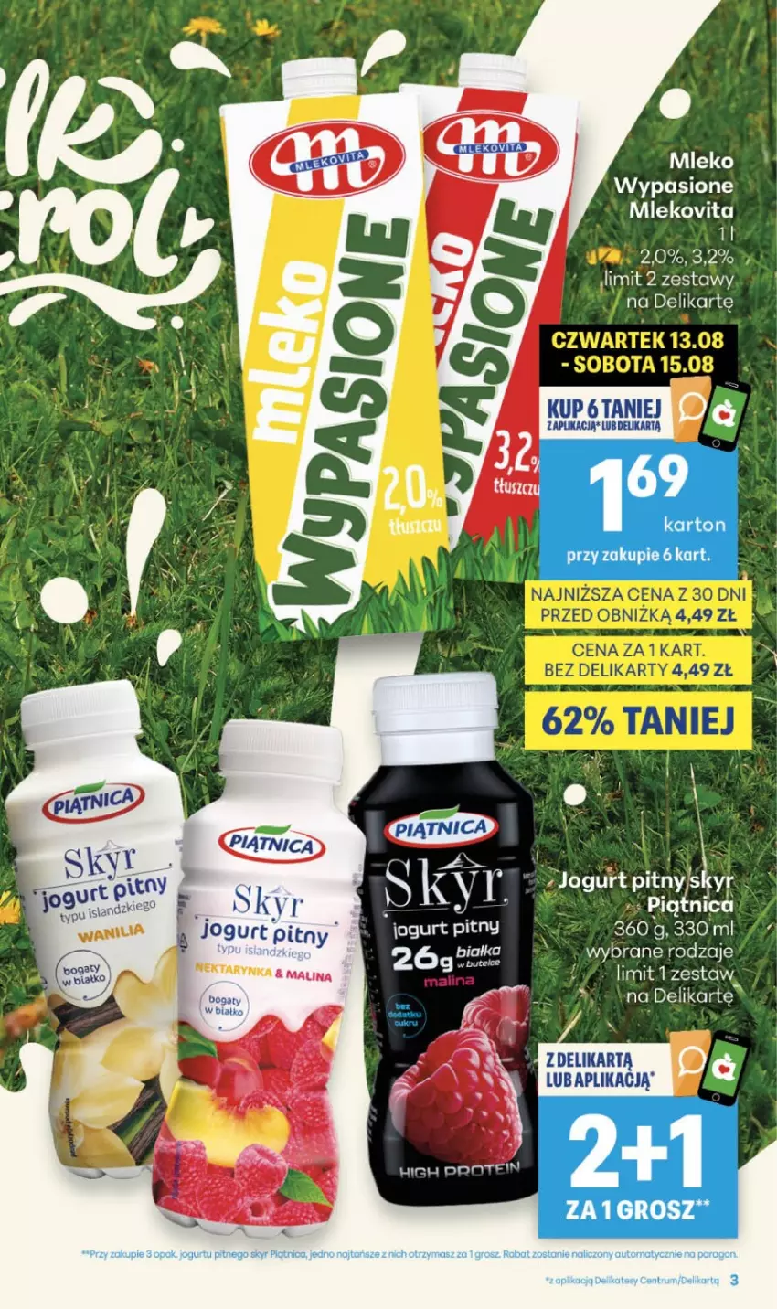 Gazetka promocyjna Delikatesy Centrum - Franczyza DC33 Czwartek - ważna 13.08 do 19.08.2026 - strona 3 - produkty: Jogurt, Jogurt pitny, Mleko, Mlekovita, Nektar, Nektarynka, Piątnica