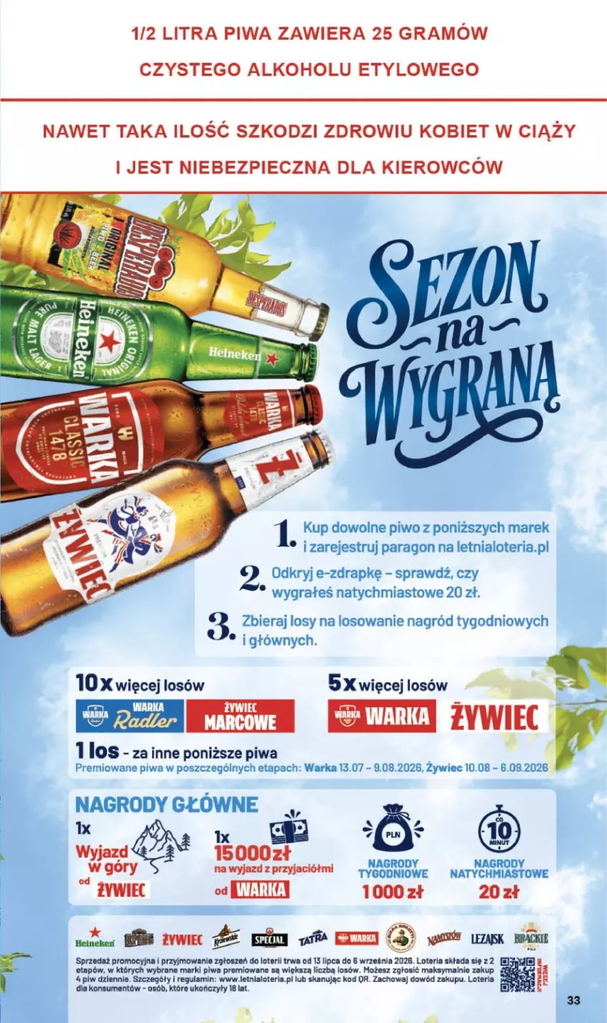 Gazetka promocyjna Delikatesy Centrum - Franczyza DC33 Czwartek - ważna 13.08 do 19.08.2026 - strona 33 - produkty: Gra, Piec, Piwa, Piwo, Warka
